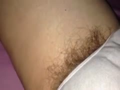 My white bitch's pubic hair protruding from her trousers